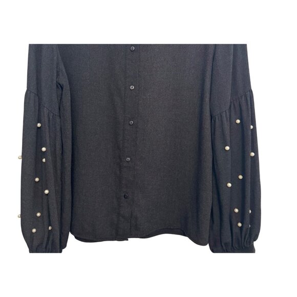2/$30 Zara Basic Collection M Charcoal Pearl Embellish Sleeves - Picture 5 of 12